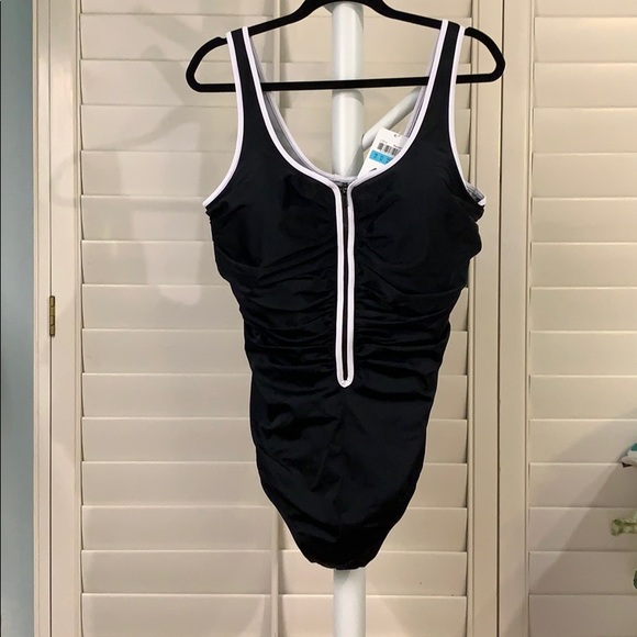 Other - NWT FAB Black and white zipper swimsuit size 18 W